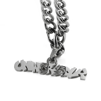 Collier Personnalisé en Acier Inoxydable Vente en Gros, Pendentifs Lettre Nom Creux Argent 2D 3D pour Hommes Femmes, Chaîne Sur Mesure