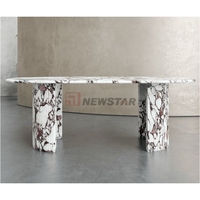 Meubles de maison nordiques Tables à manger de luxe italiennes Tables à manger modernes en pierre naturelle Marbre Calacatta Viola Table à manger ovale verte