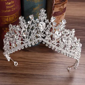 Red Silver Gold Bride Hair Wedding Headdresses Bridal Crystal Rhinestone Accessories Tiara Crowns Bride For Queen Girl Princess