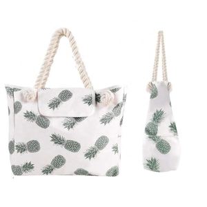 Sac fourre-tout en toile de coton 18OZ personnalisé avec logo, sac de plage en toile avec poignées en corde pour femme - Product Image 1