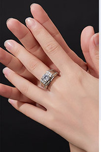 Men's Yellow <b>Gold</b> <b>Cocktail</b> <b>Ring</b> With Round Brilliant Moissanite Shield Setting Pave Accents Classic Style Engagement <b>Ring</b> - Product Image 5