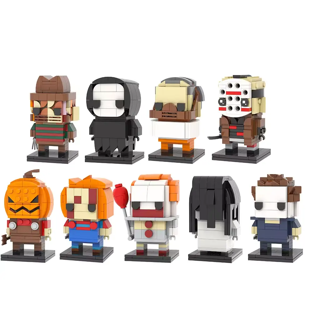 Bloques de Construcción de Helloween para Niños, Juguetes de Freddy Krueger, Cara de Fantasma, Hammibal, Jason, Cabeza de Calabaza, Demonio, Checky, Pennywise