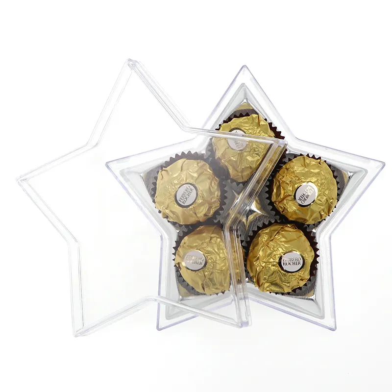 Kotak hadiah berbentuk bintang wadah permen plastik bening untuk kue kue biskuit makanan penutup donat kotak penampil coklat