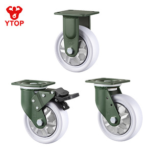 YTOP Weiße Manganstahl 6-Zoll Hochbelastbare Polypropylen Industrie-Lenkrollen mit Bremse, Tragfähige Rollen, 1 Jahr Garantie - Product Image 1