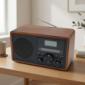 Haut-parleur Bluetooth rétro en bois, <span class=keywords><strong>radio</strong></span> FM/AM, lecture de carte USB/TF, batterie rechargeable intégrée, prise en charge de la personnalisation ODM/OEM - Product Image 1