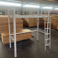 Lit superposé en métal renforcé avec bureau, rangement et structure KD, cadre de lit en acier pour appartement étudiant