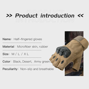 Medio dedo duro protector nudillo resistente a los golpes sin dedos caza táctico cuero motocicleta guantes para actividades al aire libre - Product Image 4