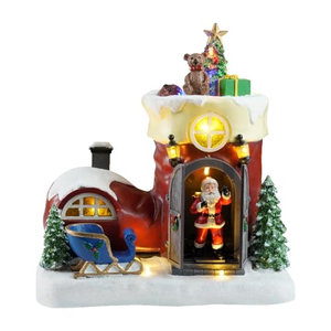 Bota Musical LED de 10 Pulgadas con Santa Claus Abriendo la Puerta y 8 Canciones, Decoración Navideña de Plástico, Regalo de Navidad 2026 - Product Image 1