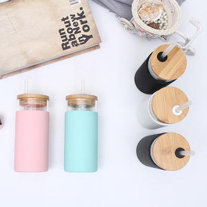 Bicchiere in Vetro Borosilicato da 500ml con Cannuccia, Ecologico, Unisex, Riutilizzabile, Tazza da Caffè Multicolore, Bottiglia d'Acqua - Product Image 6