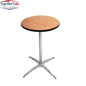 Mesa de Bar Redonda Moderna de Madera Maciza para Cócteles, Barra Alta Fija para Fiestas, Mesa Plegable para Comer al Aire Libre - Product Image 1