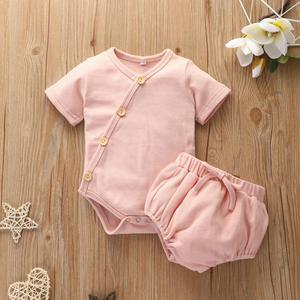 Trajes de Verano para Bebés Recién Nacidos, Unisex, de Algodón, Lisos y a Rayas, en Oferta - Product Image 2