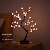 LED Neues Nachtlicht, Künstlicher Rosenbaum mit Licht, Schlafzimmer Nachttischlampe für Weihnachtsdekoration mit USB-Aufladung