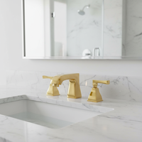 Robinet de lavabo de salle de bain à double poignée, finition or poli, à économie d'eau, garantie 5 ans, avec cartouche céramique, entreaxe 8 pouces