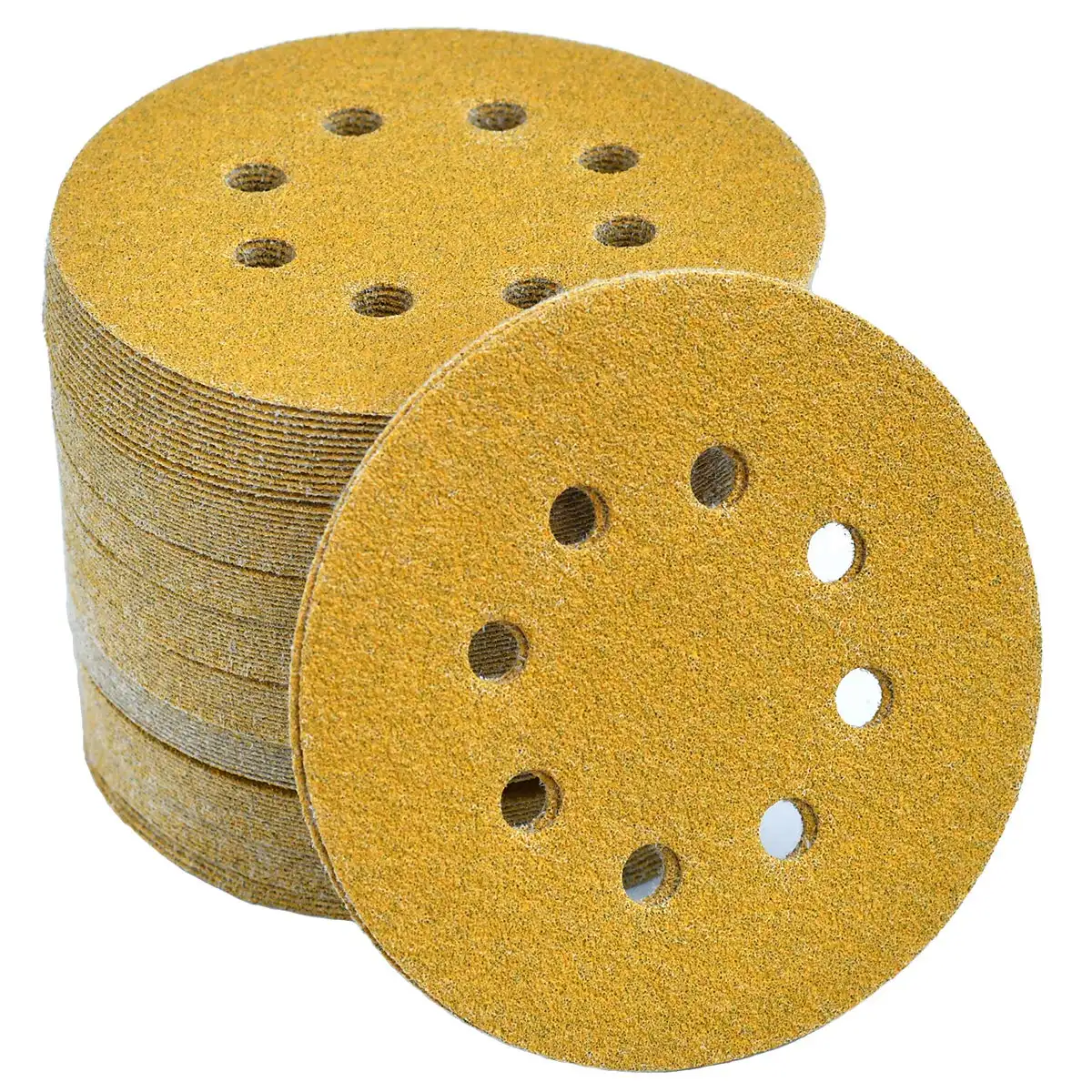 Pangea yapıştırıcı 125 mm sarı zımpara diskleri ahşap zihinsel araba için cırt cırt 5 inç yuvarlak kum disk