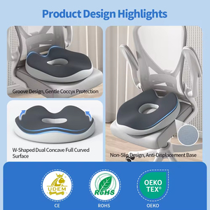Cojín Ergonómico Tipo Donut para Alivio del Dolor de Coxis y <span class=keywords><strong>Hemorroides</strong></span>, Almohada de Asiento de Espuma Viscoelástica para Silla de Oficina y Automóvil - Product Image 2