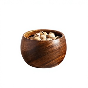 Tazón de Servir Contemporáneo de Madera de Acacia con Acabado Pulido y Resistente al Calor para Nueces, Dulces, Fiestas en Casa, Decoración de Mesa - Hecho a Mano, Apto para Lavavajillas - Product Image 1