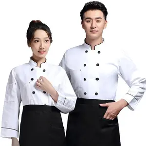 Manteau de veste de chef de restaurant à la mode avec logo personnalisé d'usine Manteau en coton respirant pour restaurant hôtel cuisine de chef Conceptions d'uniformes de travail