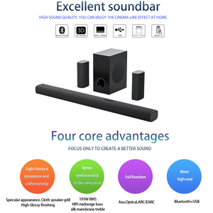 Il nuovo elenco di alta qualità del suono 5.1.2ch dB <span class=keywords><strong>Atmos</strong></span> 195W Tv <span class=keywords><strong>Soundbar</strong></span> altoparlante <span class=keywords><strong>Soundbar</strong></span> con Subwoofer per sistema Home theater - Product Image 2