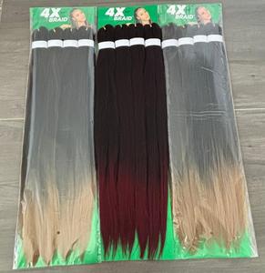 Mèches à tresser 4X 60 pouces pré-étirées en gros 300g Cheveux synthétiques lisses Afro Yaki pour tresses - Product Image 5