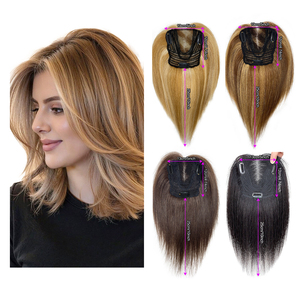 Vendita calda 5x7 Base di seta veri capelli umani Topper 360 ° 3D Cover Clip naturale in frangia parrucchino per le donne con diradamento - Product Image 6