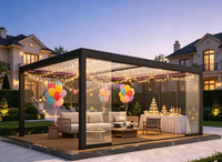 Pergola en aluminium avec toit à lames motorisé, gazebo de patio, système extérieur imperméable, résistant au vent, réglable et personnalisable