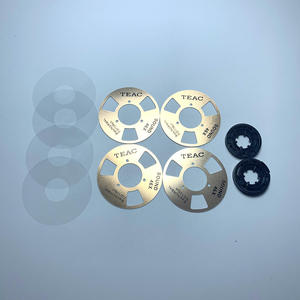 En gros, ensemble de quatre bobines de cassette en métal doré TEAC avec texte imprimé, avec moyeux de montage, pour bobines ouvertes, accessoire de bricolage - Product Image 2