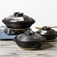 Casserole isolante en céramique de style japonais avec couvercle en céramique, durable, écologique, compatible avec les cuisinières à gaz, grande taille 27 cm