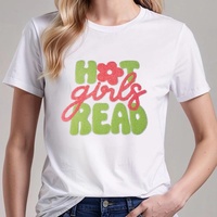 Badge brodé en chenille « Hot Girls Read » avec applique fleur rose à thermocoller pour sac de club de lecture, sweat à capuche, accessoire DIY
