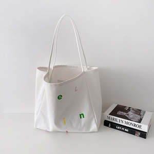 Sac fourre-tout en toile populaire et tendance pour femme, réutilisable, lavable, robuste, avec fermeture éclair, idéal pour le <span class=keywords><strong>travail</strong></span> et l'école - Product Image 4