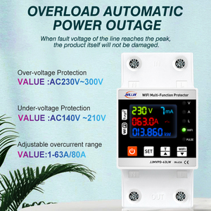 Compteur multifonctionnel JIUJI avec écran LCD, Voltmètre, Ampèremètre, Compteur KWh/KW, Indicateur de fuite, Compteur PF, Protection contre les surtensions et les fuites de courant réglable - Product Image 4