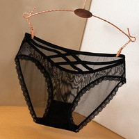 Culotte transparente en dentelle à nœuds floraux sans couture pour femmes avec taille XL Lingerie sexy douce mode pour dames