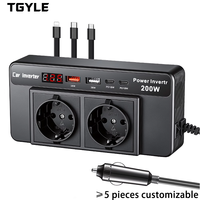 Inverter Mobil 24V ke 110V/220V 200W Port USB-C Adaptor Pemantik Rokok dengan Layar Tampilan dan Garansi 2 Tahun