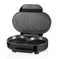 Machine à hamburgers électrique double plaque ronde antiadhésive pour petit-déjeuner, idéale pour faire des œufs, des galettes de bœuf et des sandwichs