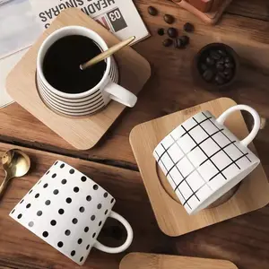 Europäische Retro-Keramik becher mit Untersetzer becher hochwertige Kaffeetasse ins Stil kreative Tasse Großhandel Emaille Tasse benutzer definierte Logo