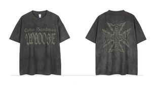 เสื้อยืดแขนสั้นผู้ชายสีพื้นสไตล์สตรีทหลวมๆ ผ้าฝ้าย 100% พิมพ์ลายโลโก้แบบสกรีน รุ่นใหม่ประจำฤดูร้อน - Product Image 6