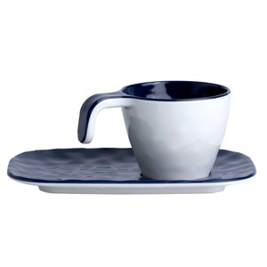 Set di 6 tazze da caffè blu di lusso estive fatte a mano da 250ml con piattini di alta qualità per feste per alberghi - Product Image 1