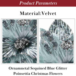 تخفيضات كبيرة عيد الميلاد Ornamnetal الترتر الأزرق بريق البونسيتة عيد الميلاد الزهور Poinsettia - Product Image 3