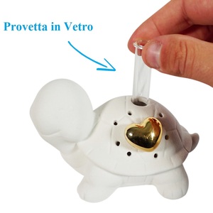 Bomboniere in Ceramica a Forma di Tartaruga con Diffusore a Cuore Dorato 14x9x7 Cm per Regali di Matrimonio - Product Image 3