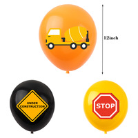 Ensemble de décorations pour fête d'anniversaire sur le thème de la construction avec camion à benne, excavatrice, décoration de gâteau, ornements suspendus en spirale, bannière de ballons