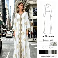Robe midi élégante à fermetures éclair, style arabe, imprimée dorée, coupe ample, vente chaude transfrontalière Europe, Amérique et Moyen-Orient