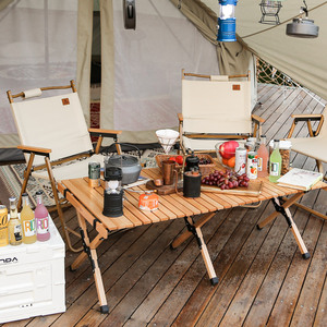 Xinda Beechwood Egg Roll <b>Table</b> Outdoor <b>Folding</b> <b>Table</b> Rectangular Solid Wood 4 Seater Camping Picnic Portable <b>Dining</b> <b>Table</b> - Product Image 2