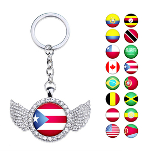 287 Countries National Country Flag Key Ring Souvenir Promotion Gift Glass Cabochon Crystal Rhinestone Pendant Trays Key Chain