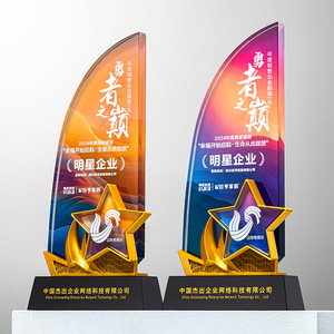 Crystal <b>Trophy</b> 3D Printed Creative Star Color Printing Laser <b>Engraved</b> Durable Conference Award Gift - Product Image 2
