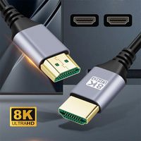 Haute vitesse pour HDMI 2.1 câble Coaxial Ultra-mince 8K 60Hz 3M PVC Hyper Super Flexible cordon mince pour ordinateur HDTV 4K haute définition