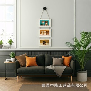 Wooden Wall Mounted <b>Photo</b> <b>Frame</b> Rectangular Vertical Hanging With Rope Pet Keepsake Home Decoration - Product Image 4