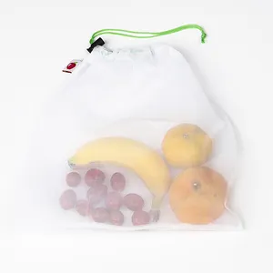 Yeni tasarım geri dönüşümlü ekonomik dostu organik kenevir pamuk net örgü için yeniden kullanılabilir çanta üretmek meyve sebze