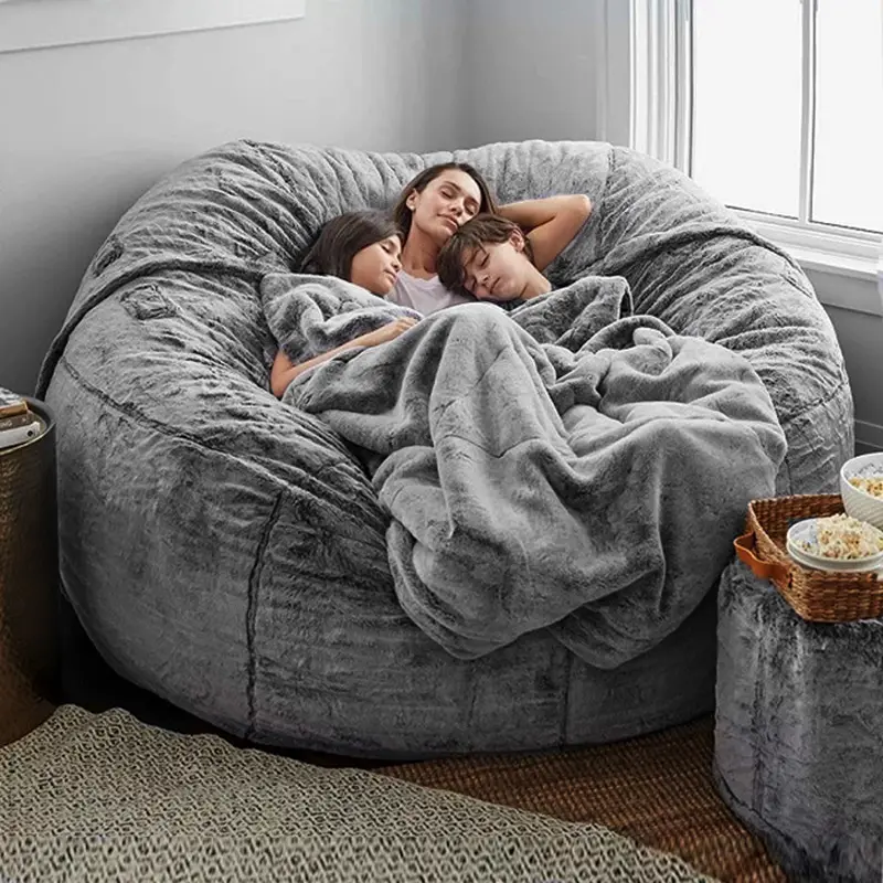 Huge Bed Memory Foam Filling and Machine Washable Cover- Comfortable Cozy Lounge Sack to Chill Sofa for Kids and Adults Europes biggest beanbag Gigantic Bean Bag Chair in Platinum
