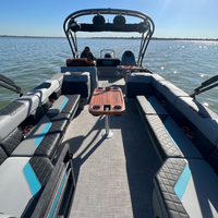Bateau de fête pour 25 personnes avec barbecue et réfrigérateur, bateaux en alliage d'aluminium avec bar pour les loisirs et l'utilisation familiale, pontons