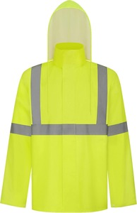 <b>Men's</b> Lightweight Reflective Rain Jacket Waterproof Hooded Stand Coat High Visibility <b>for</b> Outdoor Safety <b>for</b> Work Sports - Product Image 2