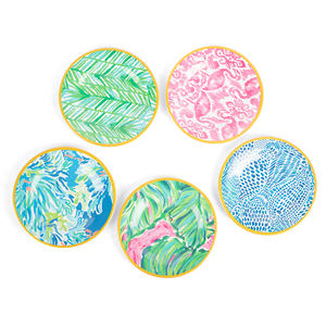 Piatto Rotondo Personalizzato in Fibra di Bambù Melaminica con Decalcomania a Stampa Integrale e Bordi Dorati, Perfetto per Mescolare, Servire o Conservare - Product Image 3